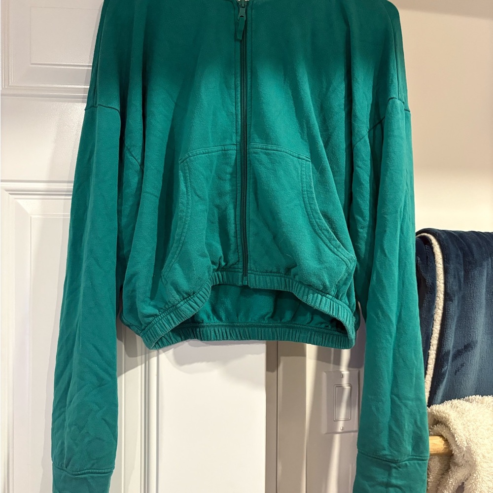 Teal Zip-Up Hoodie Jacket